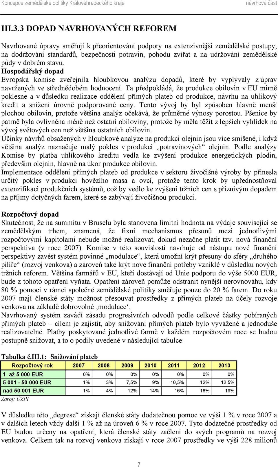 zemědělské půdy v dobrém stavu. Hospodářský dopad Evropská komise zveřejnila hloubkovou analýzu dopadů, které by vyplývaly z úprav navržených ve střednědobém hodnocení.