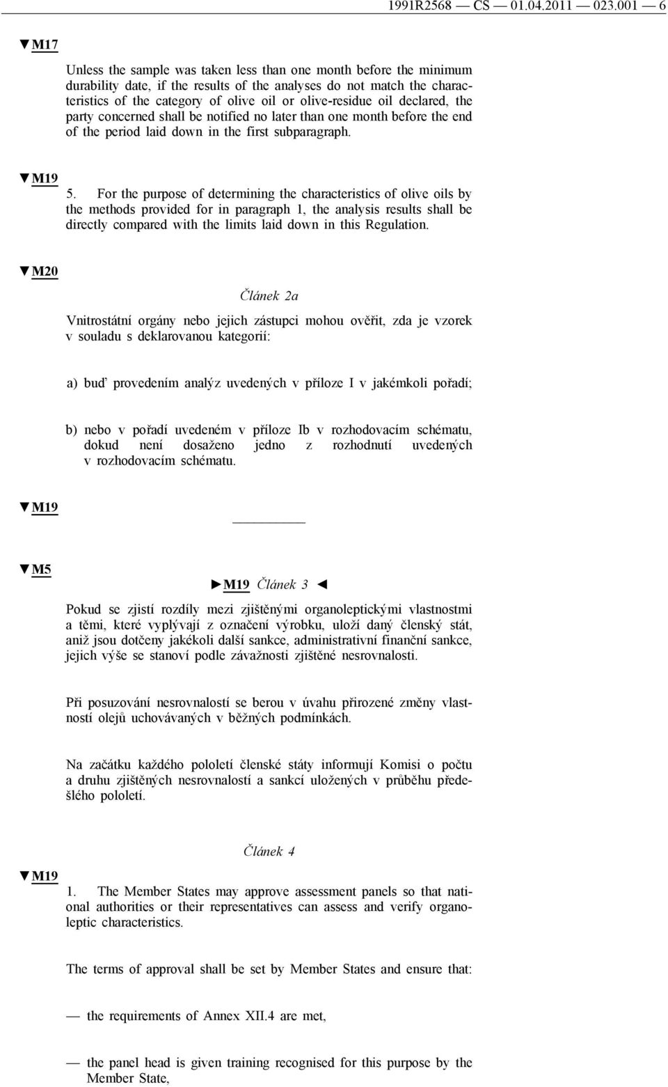 olive-residue oil declared, the party concerned shall be notified no later than one month before the end of the period laid down in the first subparagraph. M19 5.