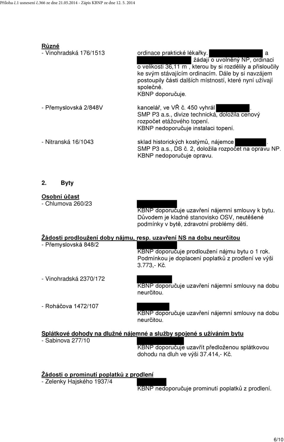 KBNP nedoporučuje instalaci topení. - Nitranská 16/1043 sklad historických kostýmů, nájemce. SMP P3 a.s., DS č. 2,