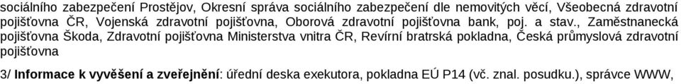 , Zaměstnanecká pojišťovna Škoda, Zdravotní pojišťovna Ministerstva vnitra ČR, Revírní bratrská pokladna, Česká