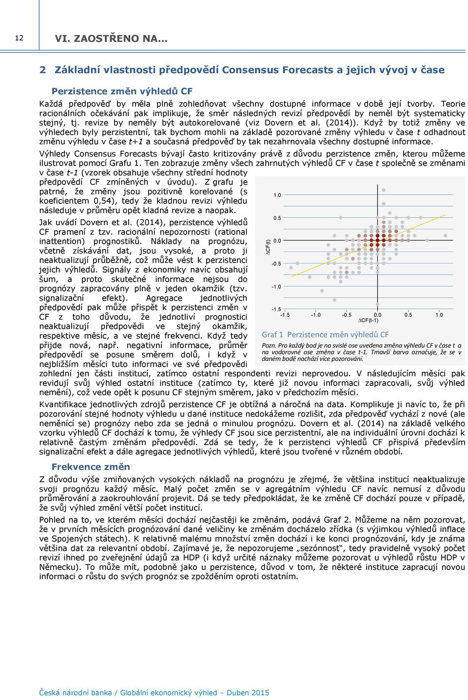 tvorby. Teorie racionálních očekávání pak implikuje, že směr následných revizí předpovědí by neměl být systematicky stejný, tj. revize by neměly být autokorelované (viz Dovern et al. ()).