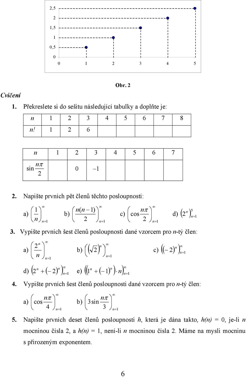 Vypište prvích šest čleů poslouposti dé vzorcem pro -tý čle: ) b) ( ) ( ( ) ) d) + e) ( ( ) ) ) + ( ) c) ( ).