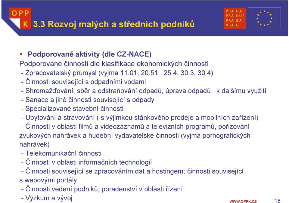 činnosti - Ubytování a stravování ( s výjimkou stánkového prodeje a mobilních zařízení) - Činnosti v oblasti filmů a videozáznamů a televizních programů, pořizování zvukových nahrávek a hudební