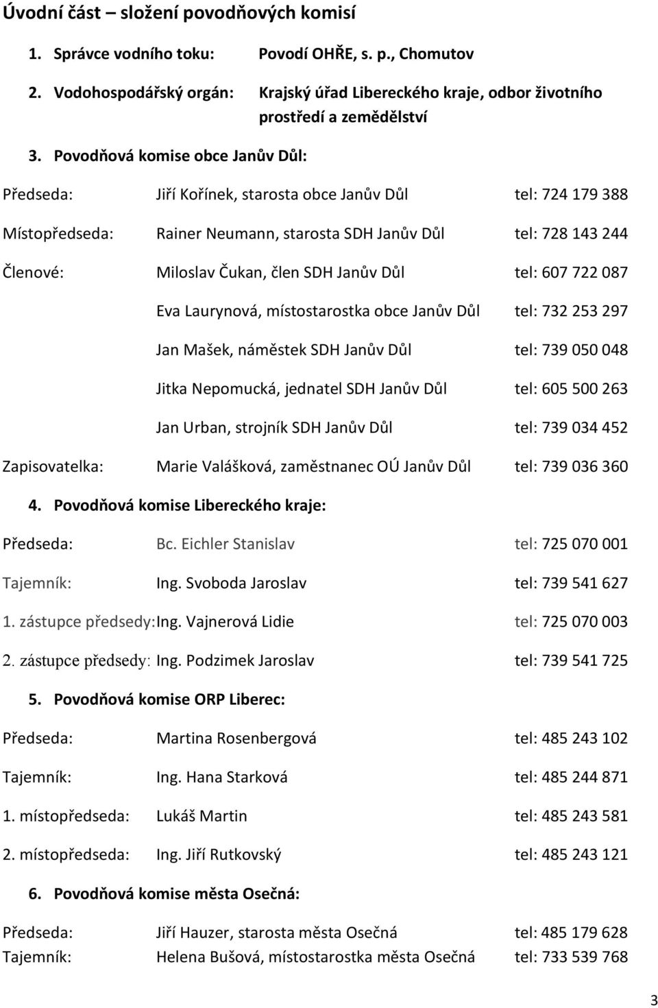 SDH Janův Důl tel: 607 722 087 Eva Laurynová, místostarostka obce Janův Důl tel: 732 253 297 Jan Mašek, náměstek SDH Janův Důl tel: 739 050 048 Jitka Nepomucká, jednatel SDH Janův Důl tel: 605 500