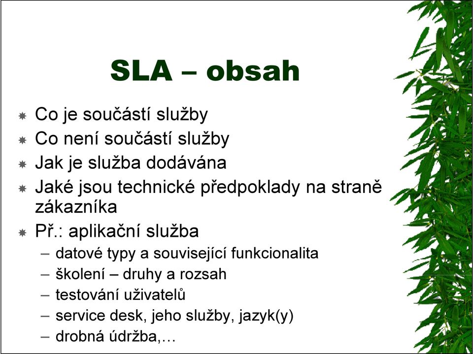 : aplikační služba datové typy a související funkcionalita školení