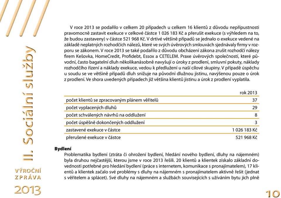 V roce 2013 se také podařilo z důvodu obcházení zákona zrušit rozhodčí nálezy firem Kešovka, HomeCredit, Profidebt, Essox a CETELEM.