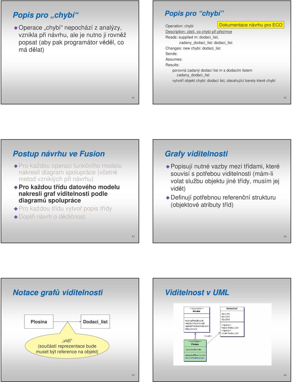 dodacím listem zadany_dodaci_list vytvoí objekt chybi: dodací list, obsahující barely které chybí 61 62 Postup návrhu ve Fusion Pro každou operaci funkního modelu nakresli diagram spolupráce (vetn