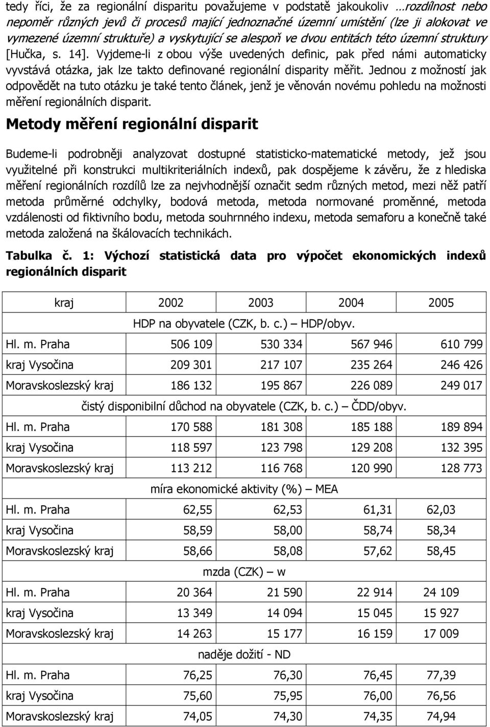 Vyjdeme-li z obou výše uvedených definic, pak před námi automaticky vyvstává otázka, jak lze takto definované regionální disparity měřit.