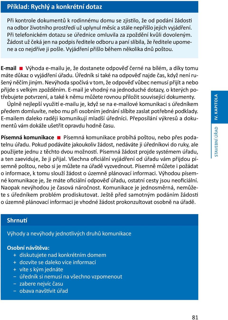 Vyjádření přišlo během několika dnů poštou. E-mail Výhoda e-mailu je, že dostanete odpověď černé na bílém, a díky tomu máte důkaz o vyjádření úřadu.