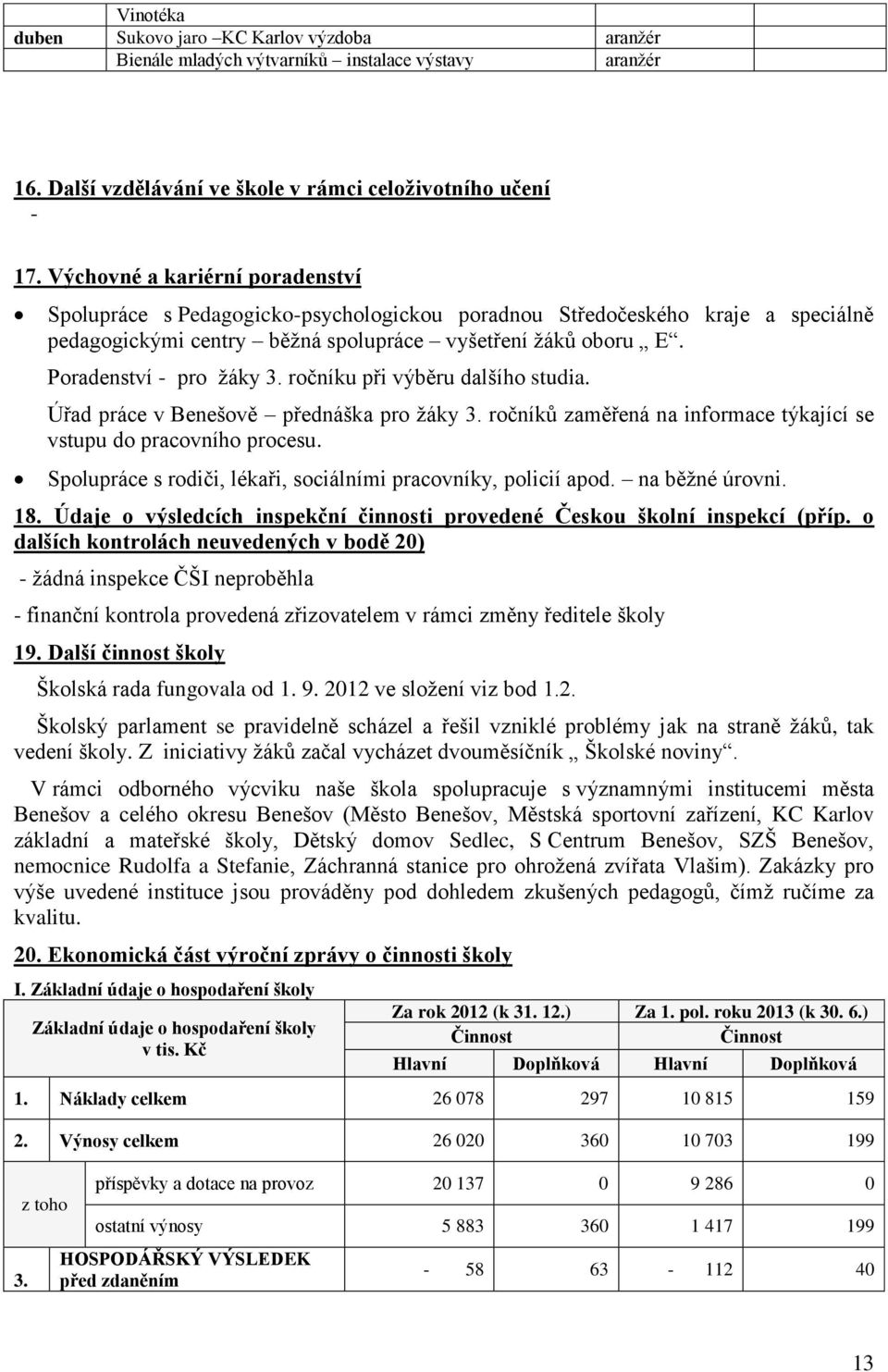 ročníku při výběru dalšího studia. Úřad práce v Benešově přednáška pro žáky 3. ročníků zaměřená na informace týkající se vstupu do pracovního procesu.