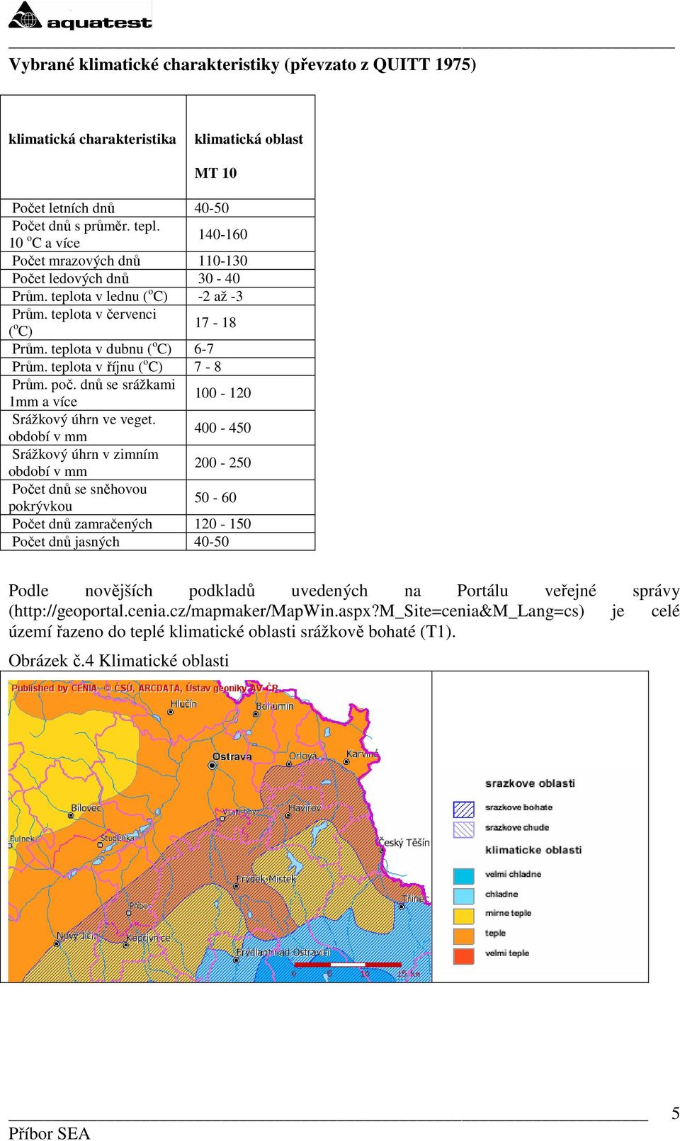 teplota v říjnu ( o C) 7-8 Prům. poč. dnů se srážkami 1mm a více 100-120 Srážkový úhrn ve veget.