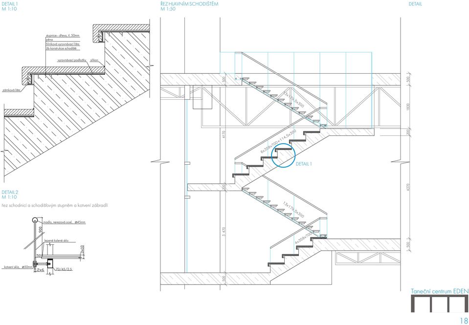 DETAIL 2 M 1:10 øez schodnicí a