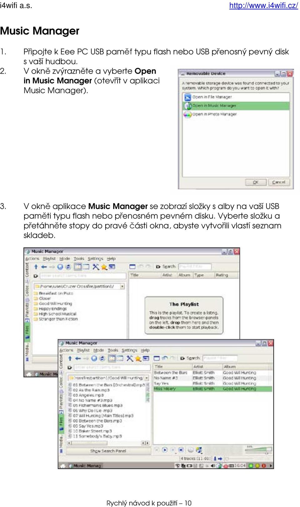 V okně aplikace Music Manager se zobrazí složky s alby na vaší USB paměti typu flash nebo přenosném pevném