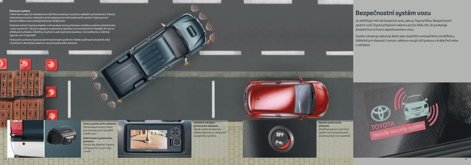 Parkovací asistent Toyota je doplněn o ultrazvukové senzory, které jsou umístěny v zadních, předních nebo v obou náraznících.
