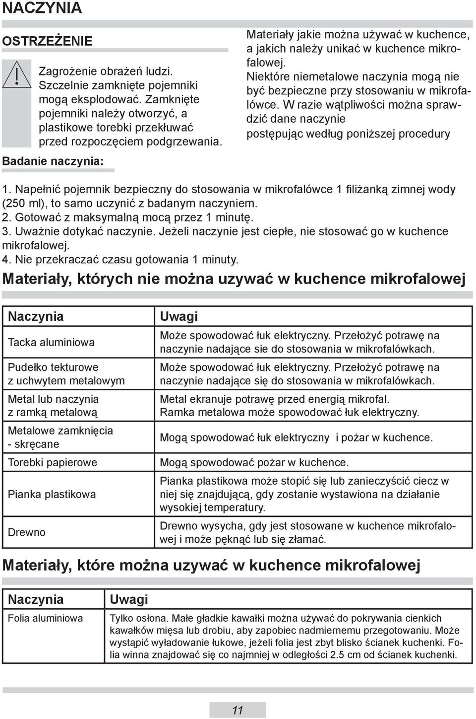 W razie wątpliwości można sprawdzić dane naczynie postępując według poniższej procedury 1.