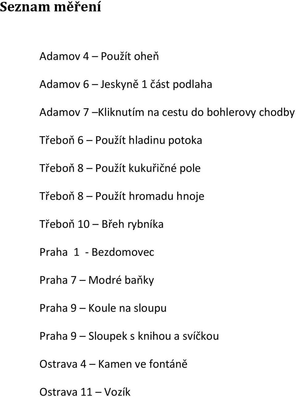 Třeboň 8 Použít hromadu hnoje Třeboň 10 Břeh rybníka Praha 1 - Bezdomovec Praha 7 Modré baňky