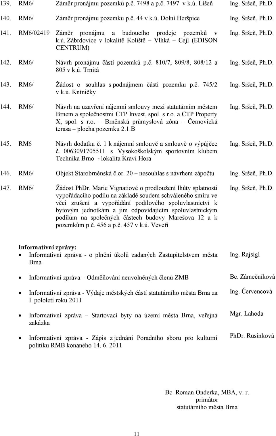 RM6/ Návrh na uzavření nájemní smlouvy mezi statutárním městem Brnem a společnostmi CTP Invest, spol. s r.o. a CTP Property X, spol. s r.o. Brněnská průmyslová zóna Černovická terasa plocha pozemku 2.