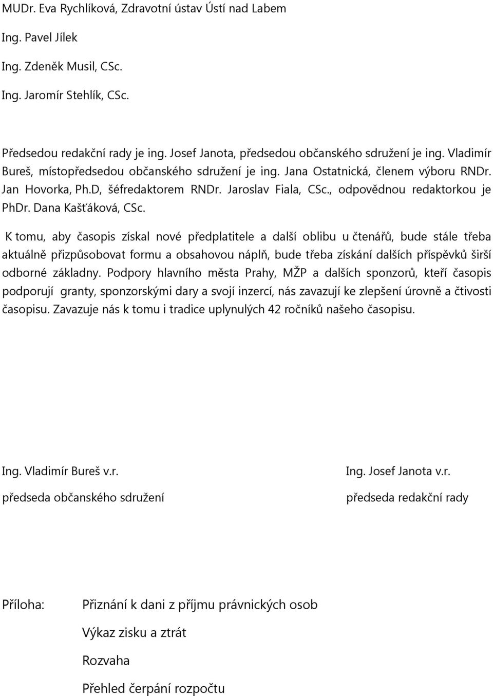 Jaroslav Fiala, CSc., odpovědnou redaktorkou je PhDr. Dana Kašťáková, CSc.