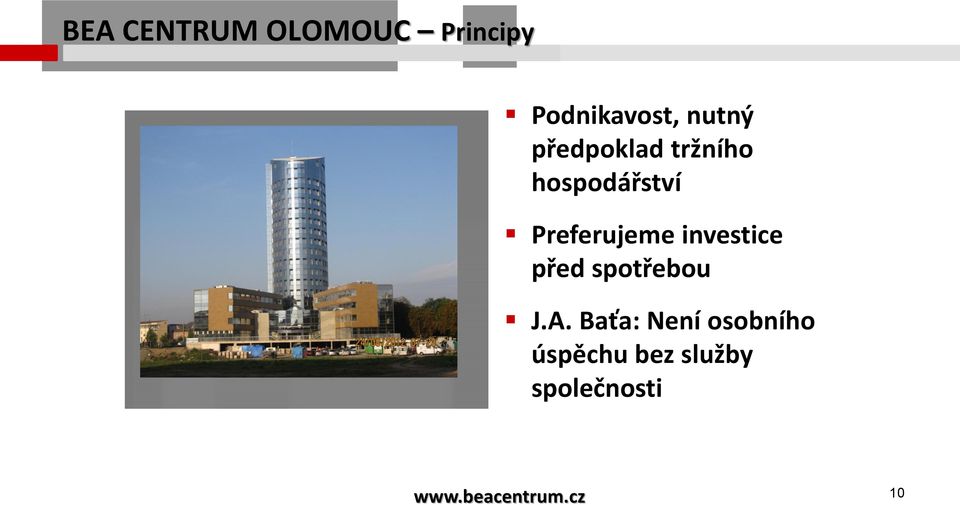 investice před spotřebou J.A.