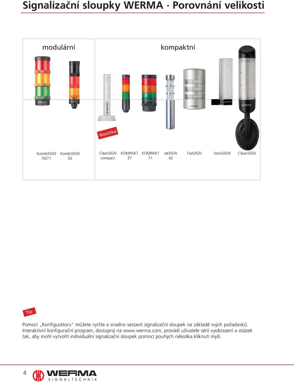 signalizační sloupek na základě svých požadavků. Interaktivní konfigurační program, dostupný na www.werma.
