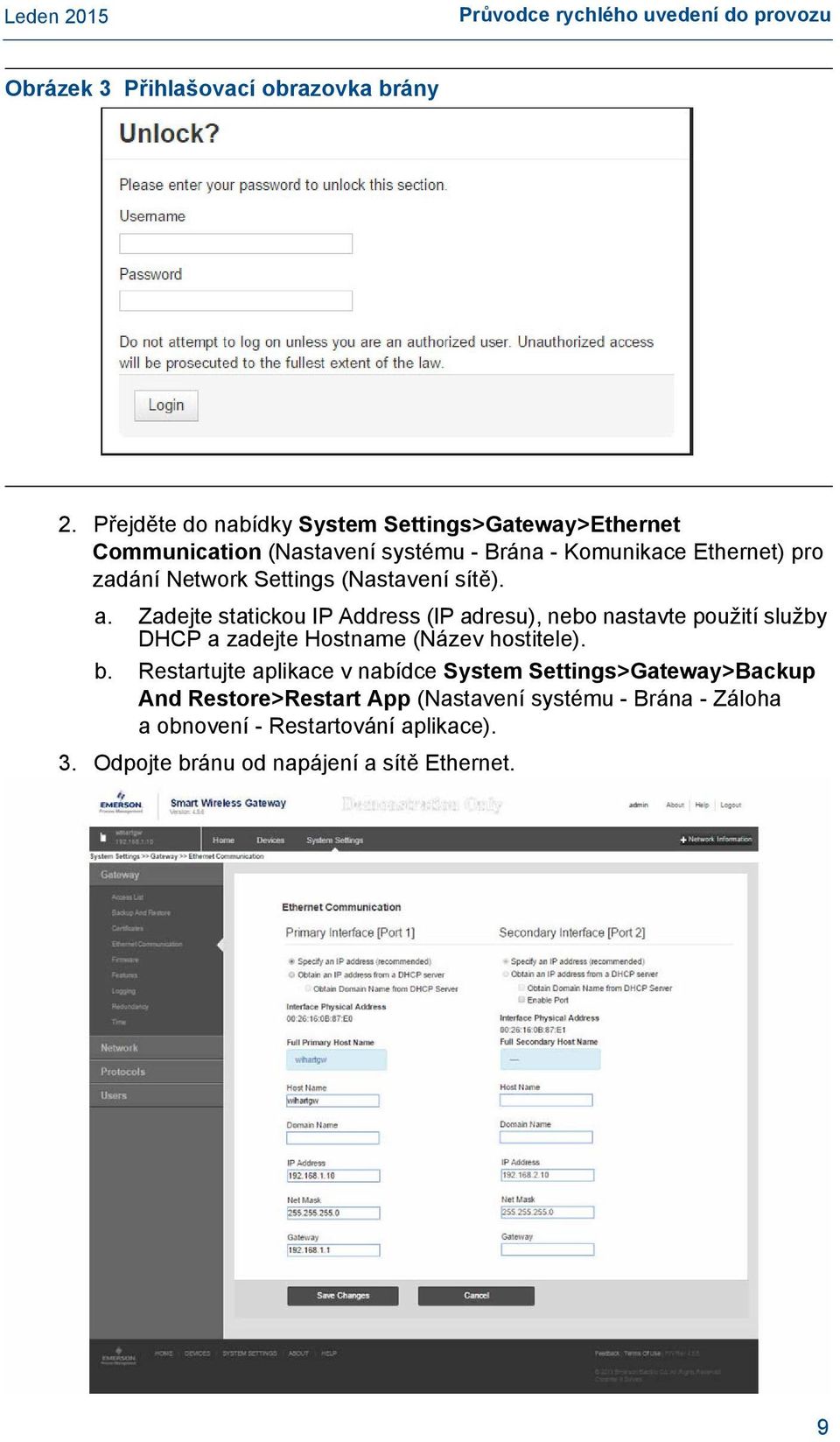 Network Settings (Nastavení sítě). a.