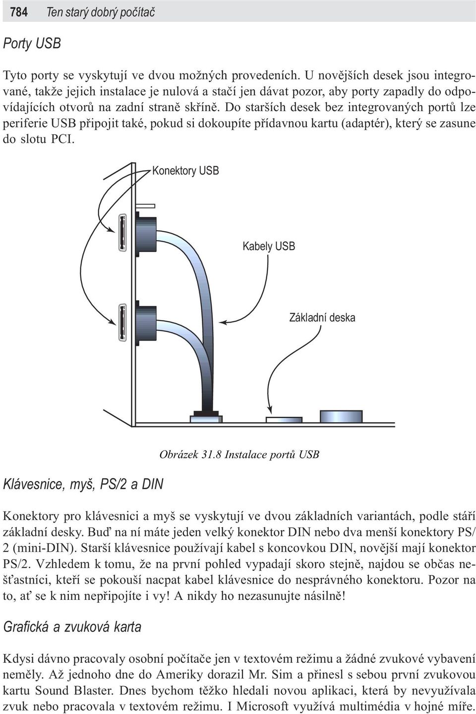 Do starších desek bez integrovaných portù lze periferie USB pøipojit také, pokud si dokoupíte pøídavnou kartu (adaptér), který se zasune do slotu PCI.