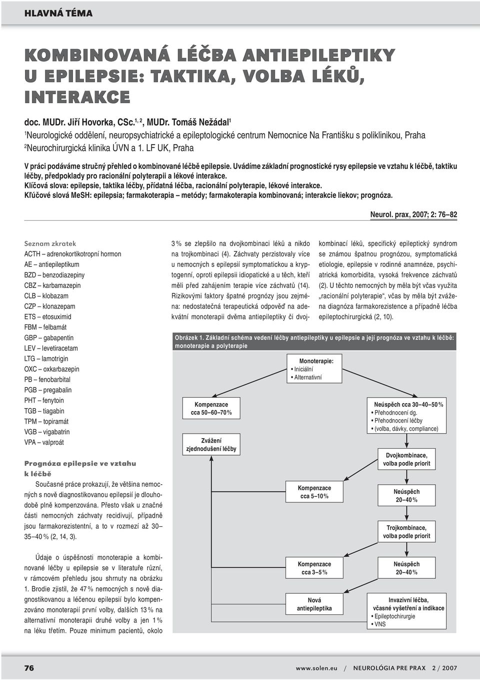 LF UK, Praha V práci podáváme stručný přehled o kombinované léčbě epilepsie.