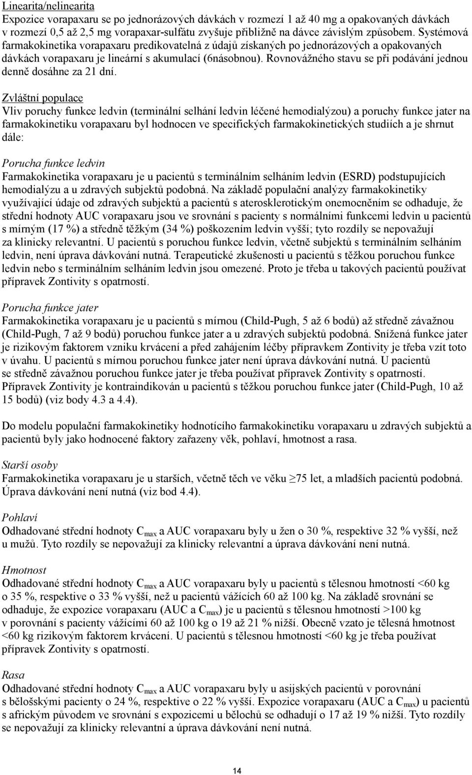 Rovnovážného stavu se při podávání jednou denně dosáhne za 21 dní.