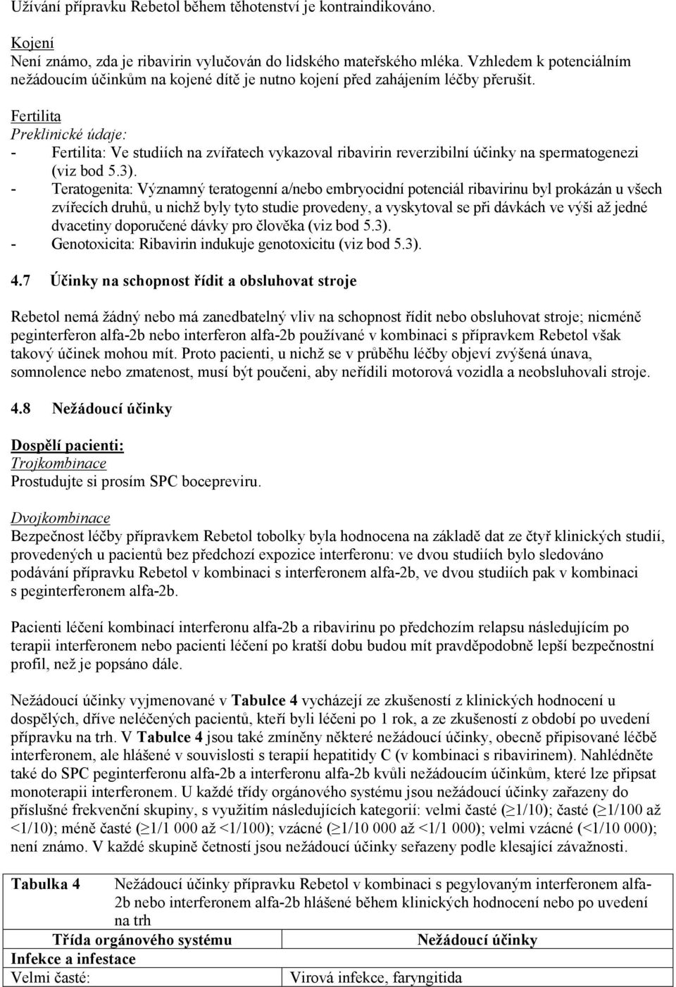 Fertilita Preklinické údaje: - Fertilita: Ve studiích na zvířatech vykazoval ribavirin reverzibilní účinky na spermatogenezi (viz bod 5.3).