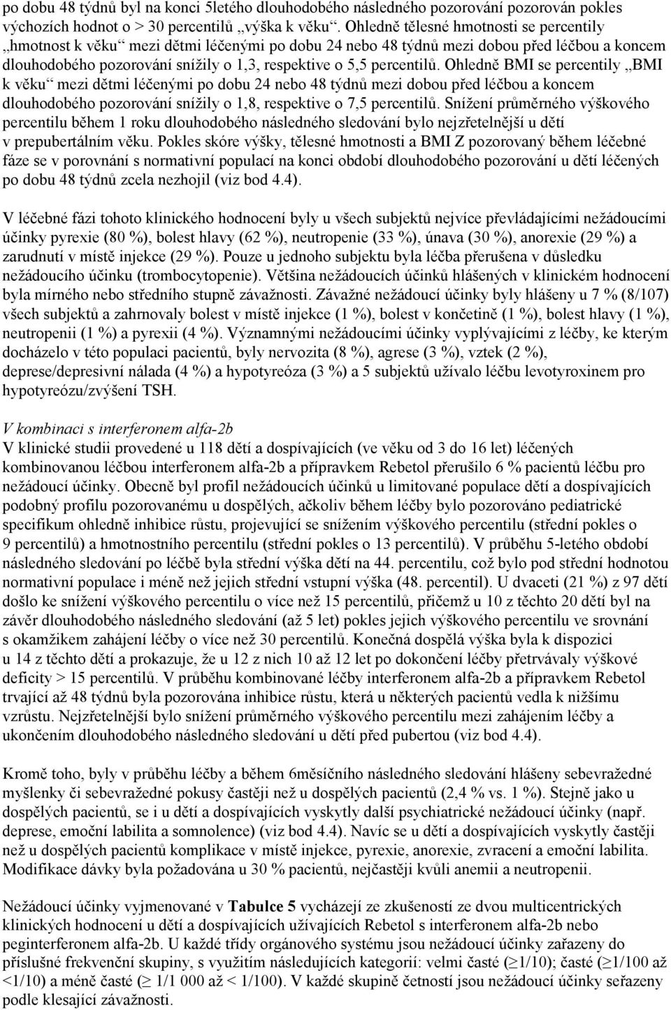 Ohledně BMI se percentily BMI k věku mezi dětmi léčenými po dobu 24 nebo 48 týdnů mezi dobou před léčbou a koncem dlouhodobého pozorování snížily o 1,8, respektive o 7,5 percentilů.