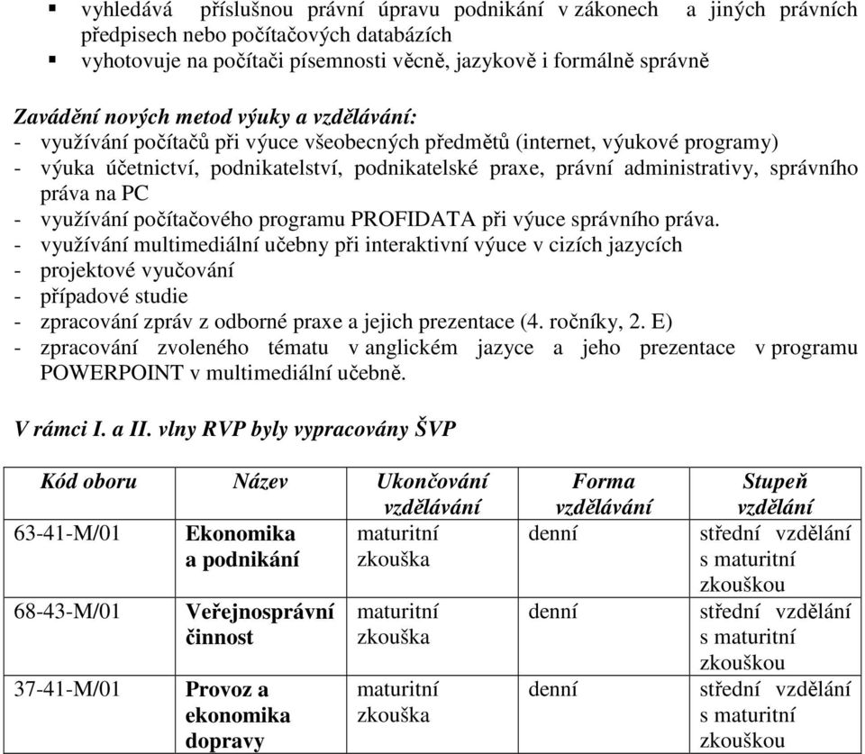 práva na PC - využívání počítačového programu PROFIDATA při výuce správního práva.