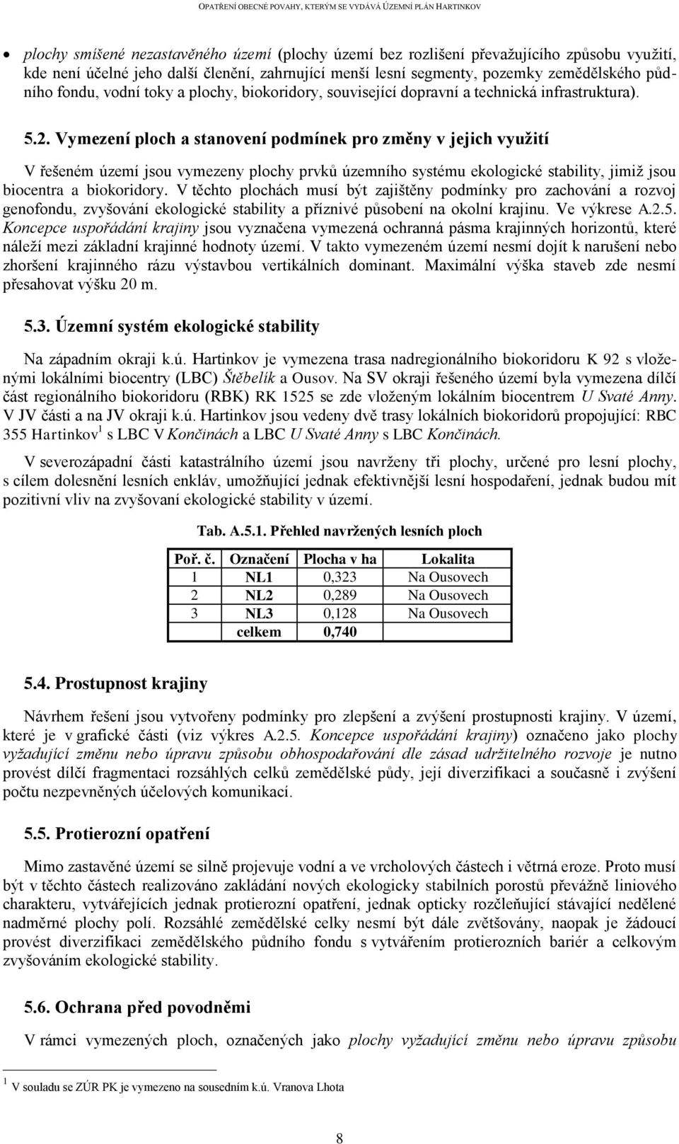 Vymezení ploch a stanovení podmínek pro změny v jejich využití V řešeném území jsou vymezeny plochy prvků územního systému ekologické stability, jimiž jsou biocentra a biokoridory.