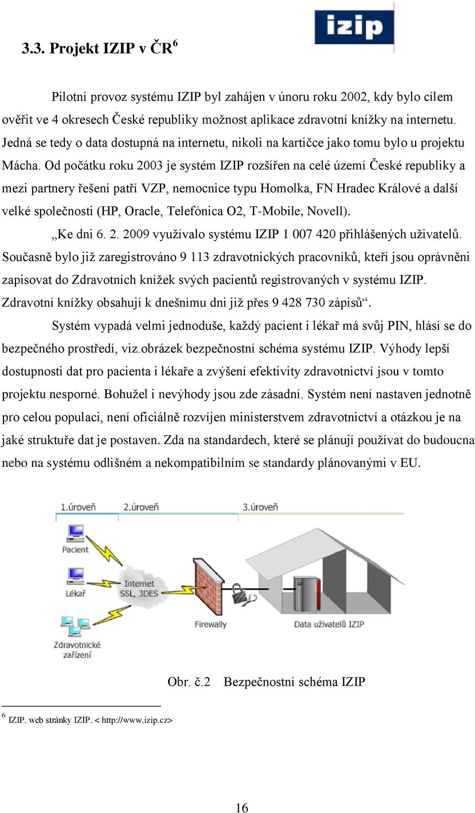 Od počátku roku 2003 je systém IZIP rozšířen na celé území České republiky a mezi partnery řešení patří VZP, nemocnice typu Homolka, FN Hradec Králové a další velké společnosti (HP, Oracle,