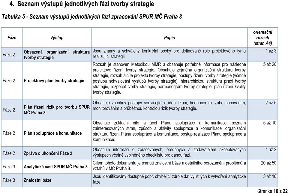 Obsahuje zejména organizační strukturu, rozsah a cíle projektu, postupy řízení (včetně postupu schvalování výstupů ), hierarchickou strukturu prací, rozpočet, harmonogram, plán řízení kvality.