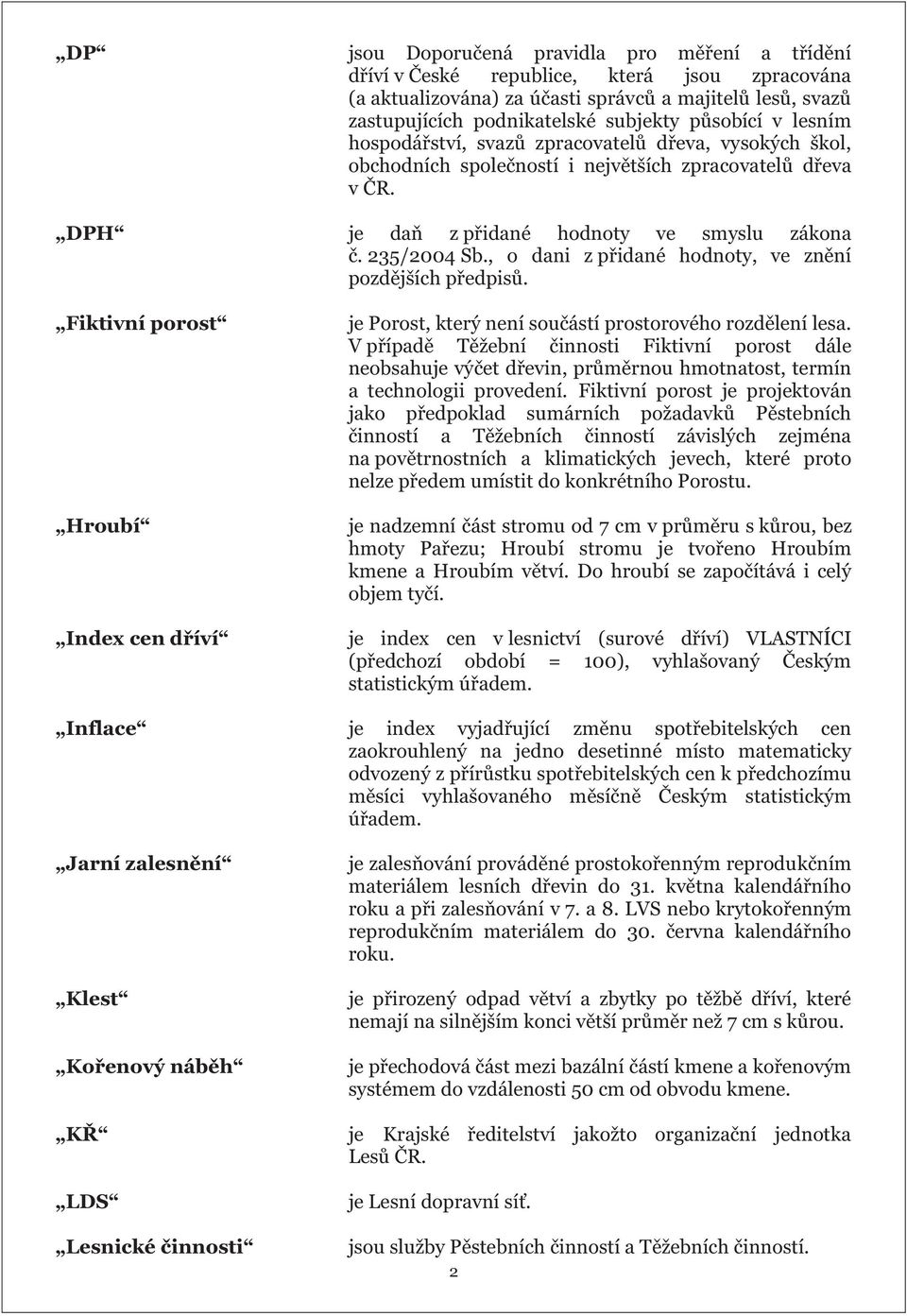 , o dani z přidané hodnoty, ve znění pozdějších předpisů. Fiktivní porost Hroubí Index cen dříví je Porost, který není součástí prostorového rozdělení lesa.