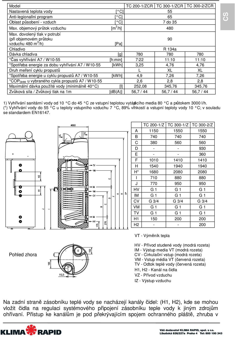 vyhřívání A7 / W10-55 [kwh] 3,25 4,76 4,76 Druh meření cyklu propustů L XL XL *Spotřeba energie u cyklu propustů A7 / W10-55 [kwh] 4,9 7,26 7,26 *COP DHW u vybraného cykla propustů A7 / W10-55 2,6