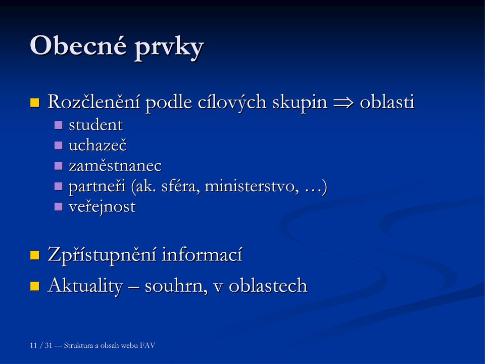 . sféra, ministerstvo, ) veřejnost ejnost Zpřístupn stupnění