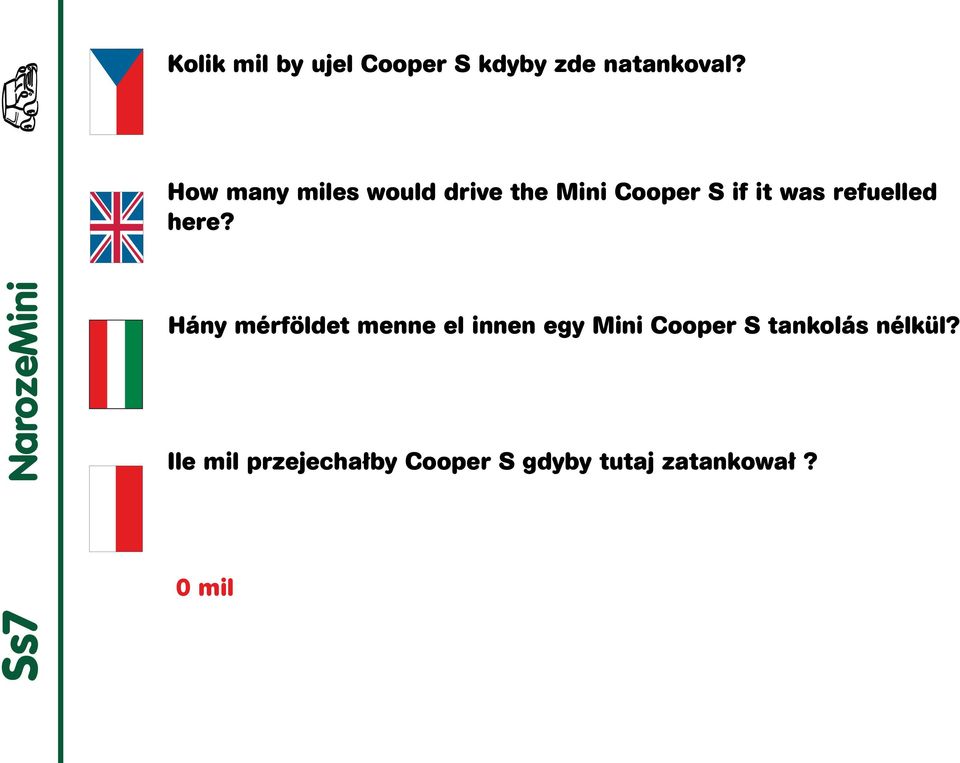 here? Ss7 NarozeMini Hány mérföldet menne el innen egy Mini