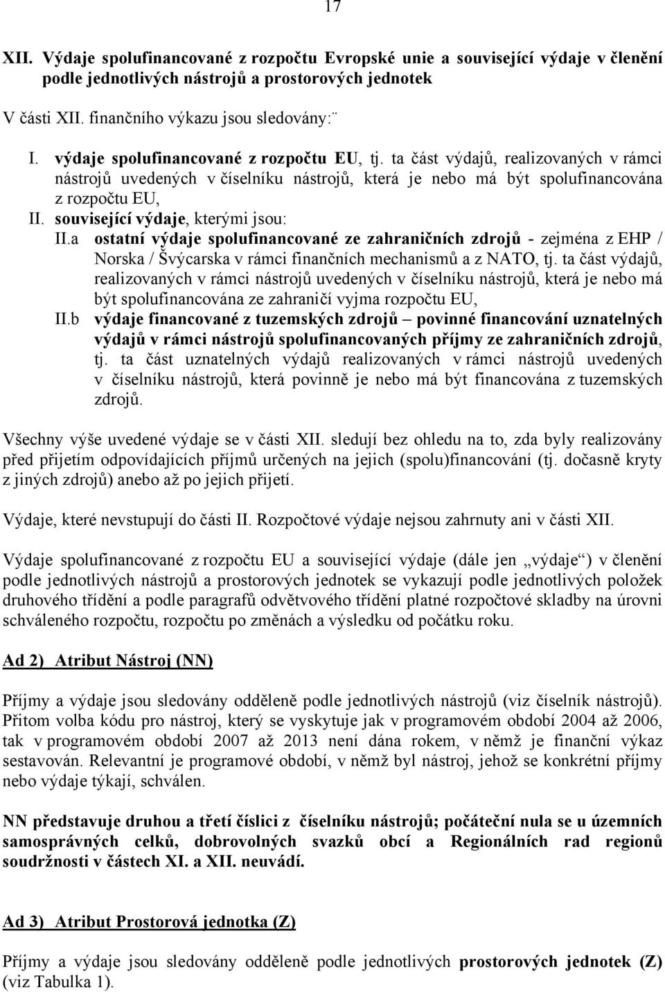 související výdaje, kterými jsou: II.a ostatní výdaje spolufinancované ze zahraničních zdrojů - zejména z EHP / Norska / Švýcarska v rámci finančních mechanismů a z NATO, tj.