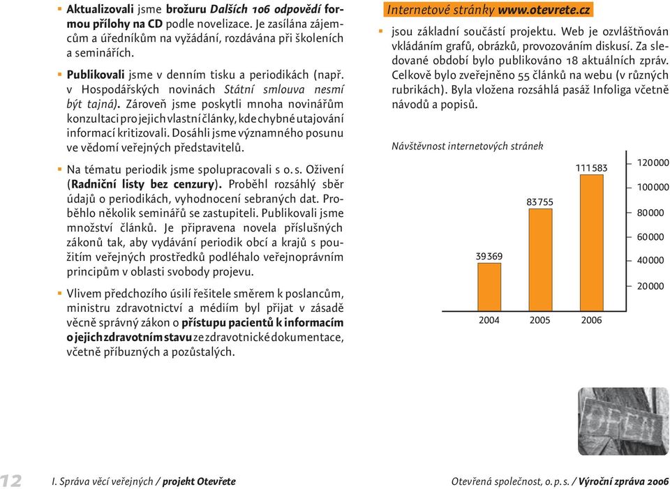 Zároveň jsme poskytli mnoha novinářům konzultaci pro jejich vlastní články, kde chybné utajování informací kritizovali. Dosáhli jsme významného posunu ve vědomí veřejných představitelů.