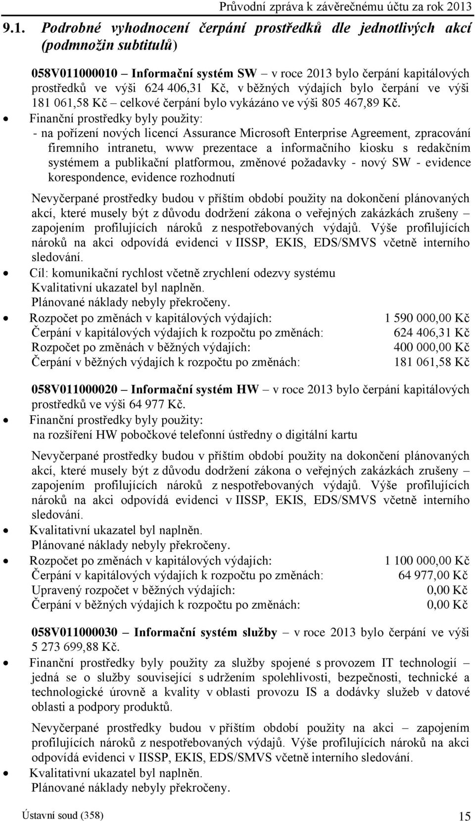 Finanční prostředky byly použity: - na pořízení nových licencí Assurance Microsoft Enterprise Agreement, zpracování firemního intranetu, www prezentace a informačního kiosku s redakčním systémem a