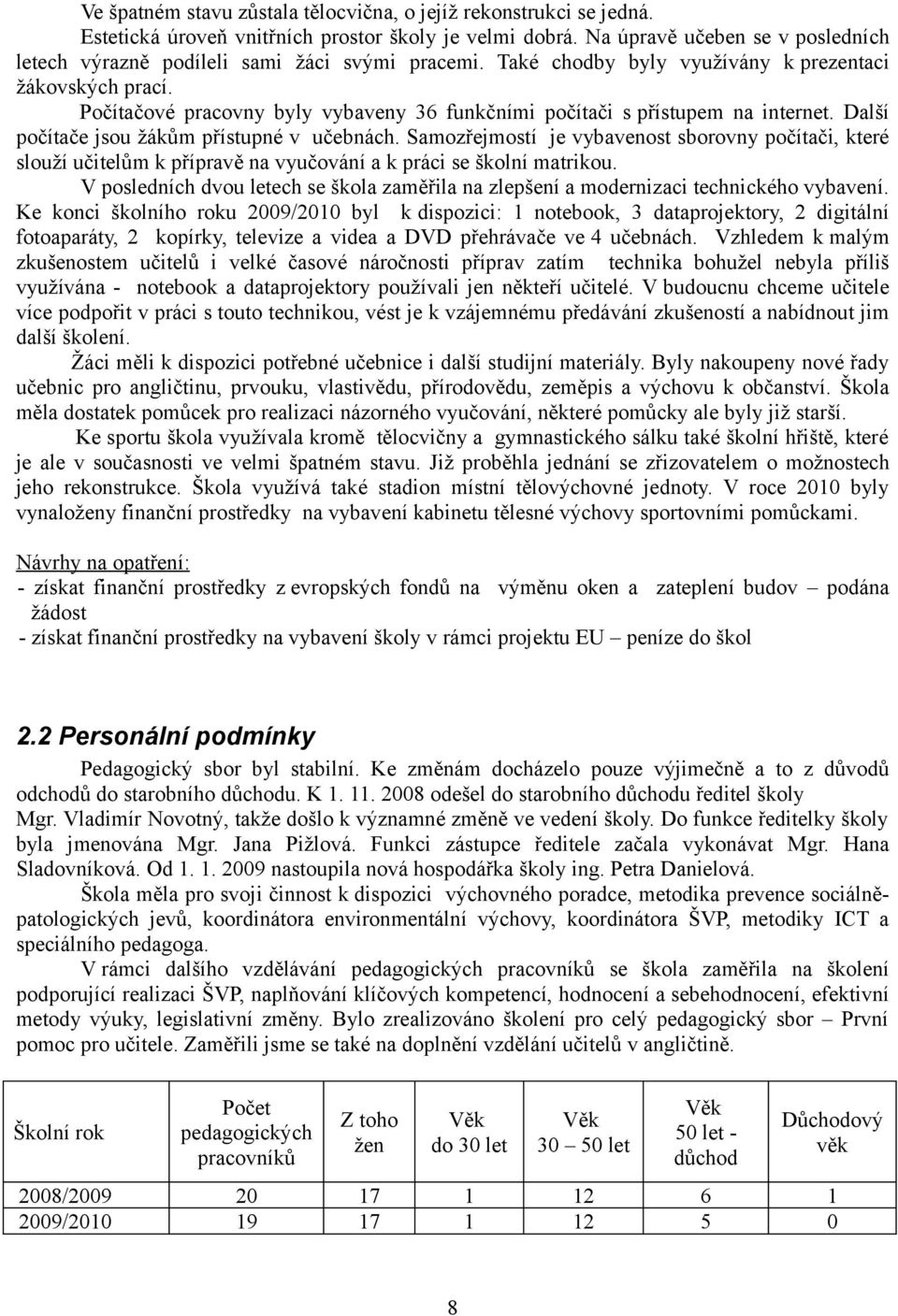 Počítačové pracovny byly vybaveny 36 funkčními počítači s přístupem na internet. Další počítače jsou žákům přístupné v učebnách.