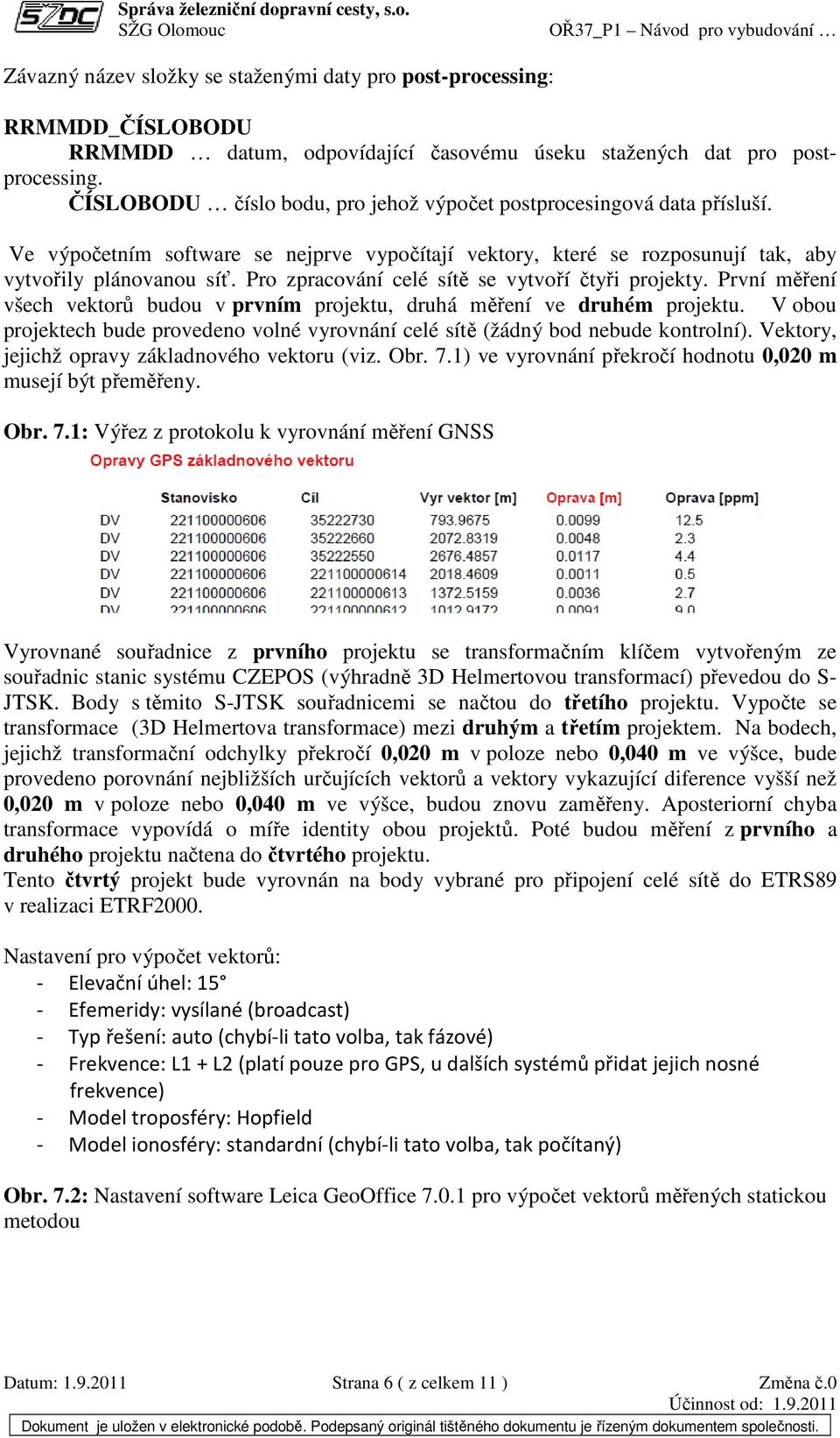 Pro zpracování celé sítě se vytvoří čtyři projekty. První měření všech vektorů budou v prvním projektu, druhá měření ve druhém projektu.