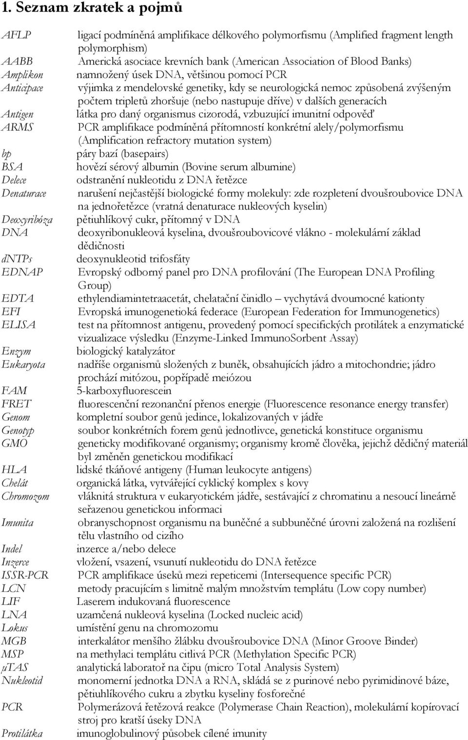 asociace krevních bank (American Association of Blood Banks) namnožený úsek DNA, většinou pomocí PCR výjimka z mendelovské genetiky, kdy se neurologická nemoc způsobená zvýšeným počtem tripletů