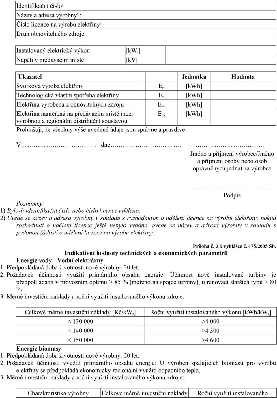 mezi E rds [kwh] výrobnou a regionální distribuční soustavou Prohlašuji, že všechny výše uvedené údaje jsou správné a pravdivé. V dne.