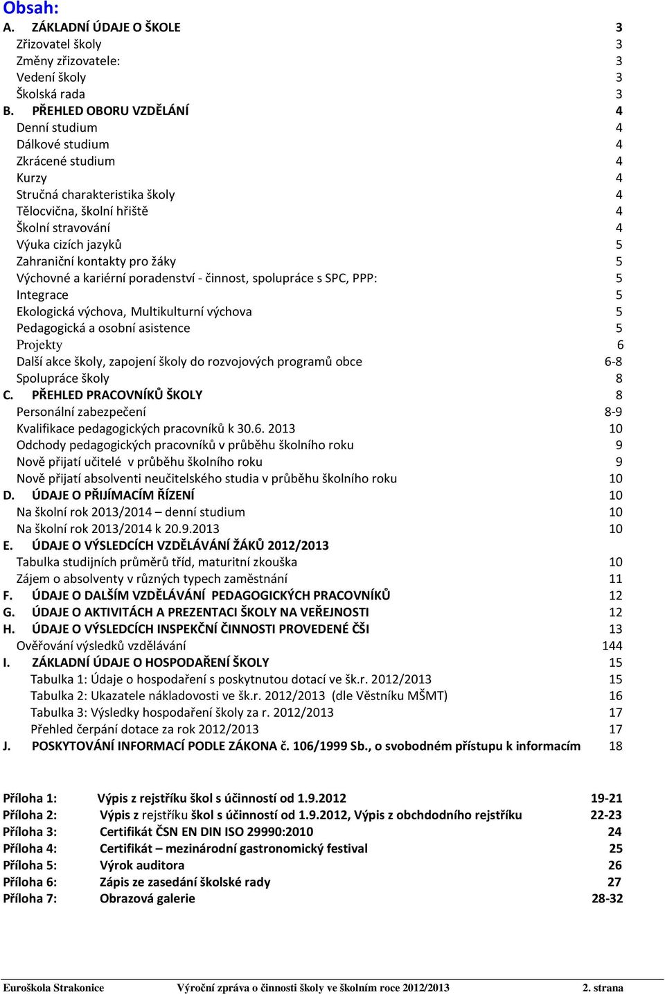 kontakty pro žáky 5 Výchovné a kariérní poradenství - činnost, spolupráce s SPC, PPP: 5 Integrace 5 Ekologická výchova, Multikulturní výchova 5 Pedagogická a osobní asistence 5 Projekty 6 Další akce