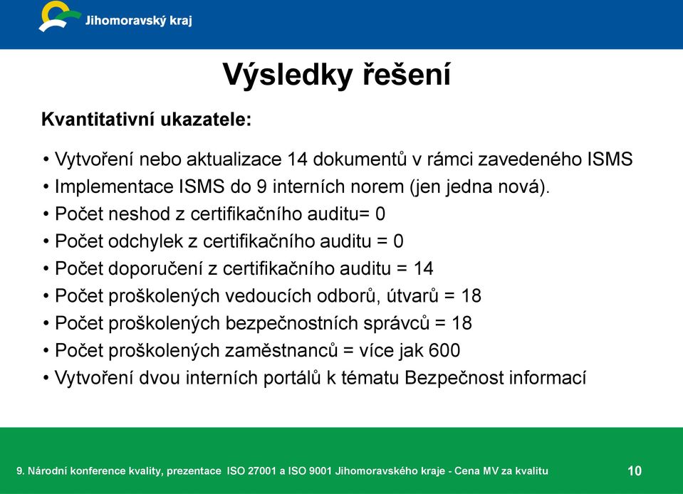 Počet neshod z certifikačního auditu= 0 Počet odchylek z certifikačního auditu = 0 Počet doporučení z certifikačního auditu