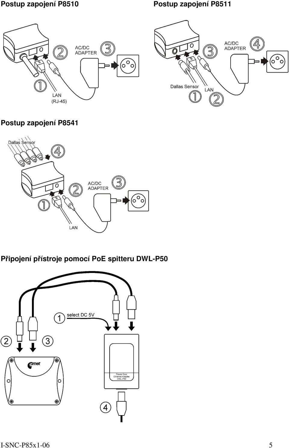 P8541 Připojení přístroje pomocí