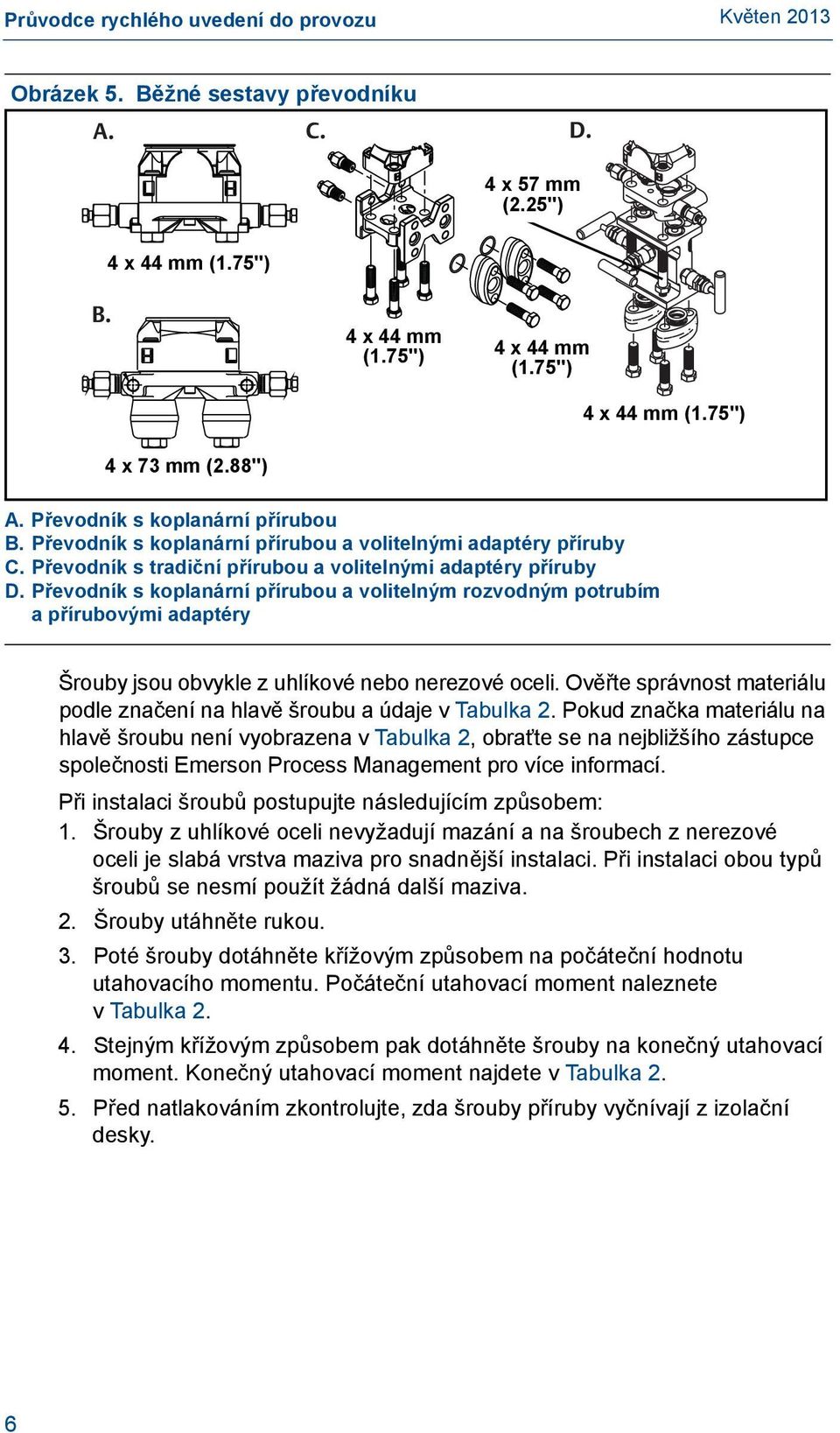 Převodník s tradiční přírubou a volitelnými adaptéry příruby D.