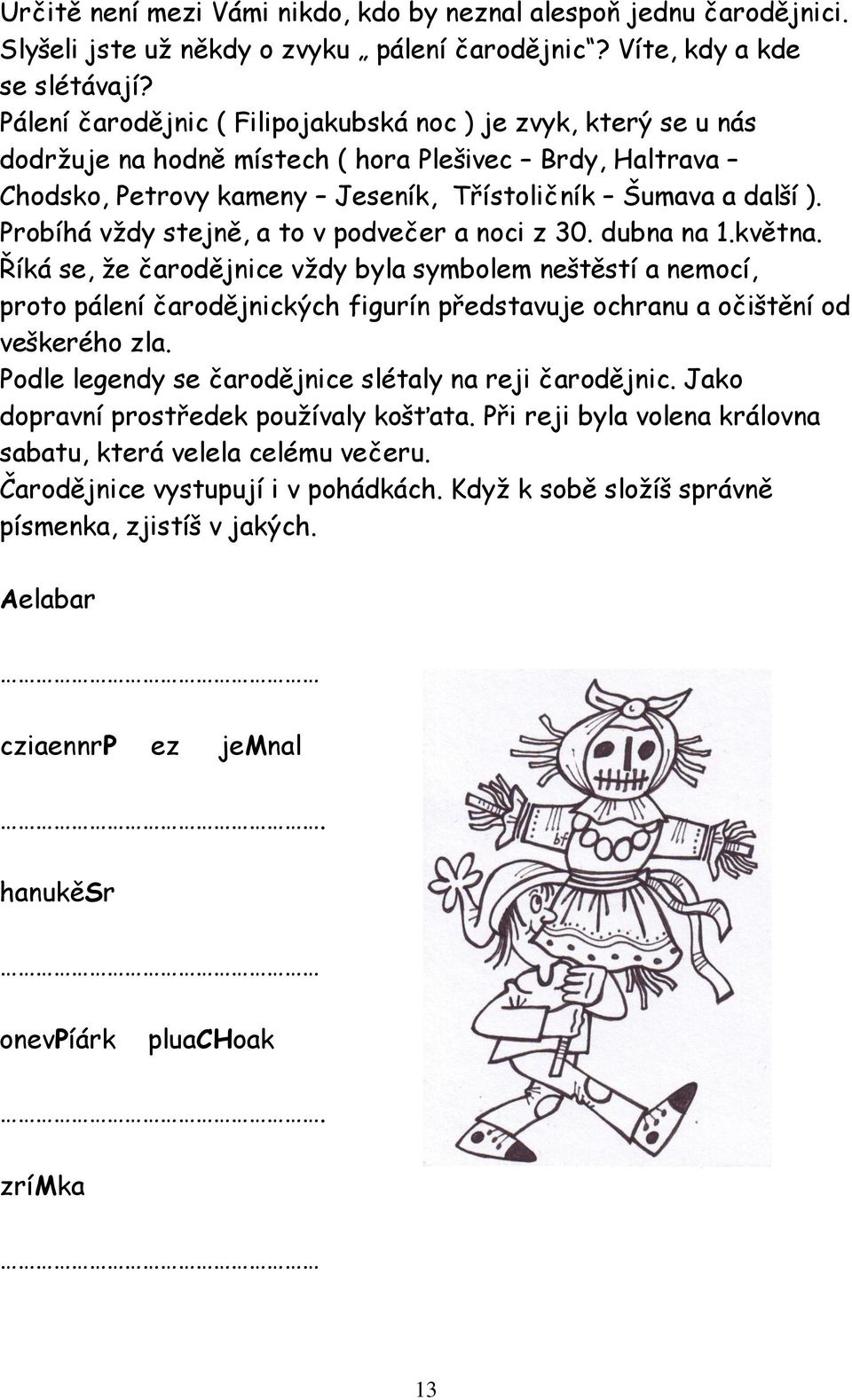 Probíhá vždy stejně, a to v podvečer a noci z 30. dubna na 1.května.